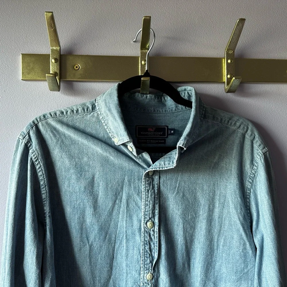 Vineyard Vines Blue Denim Classic Fit Murray Shirt Size M - Picture 2 of 14